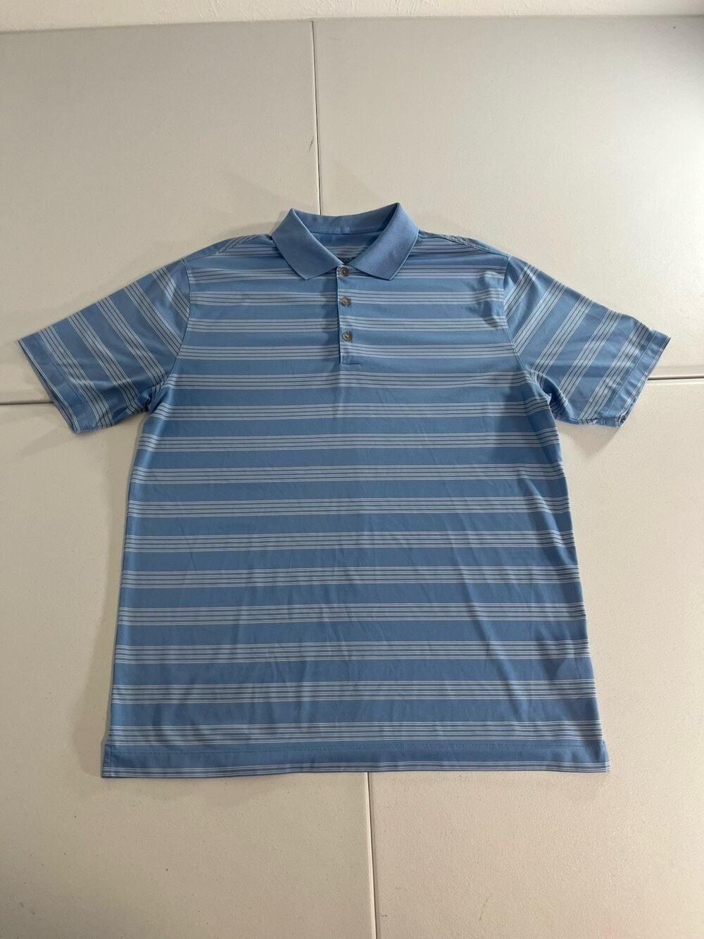 Nike Golf Polo Light Blue With White Stripes Size Large Tour Performance